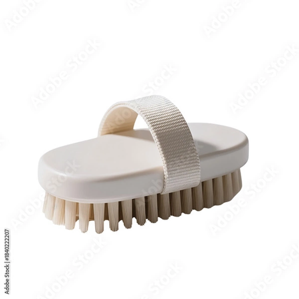 Obraz Soft bristle cleaning brush with strap in minimalist design  