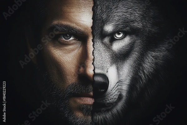 Obraz man wolf, AI generated