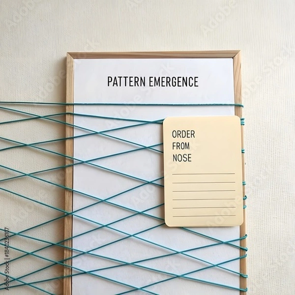 Fototapeta Minimal Flatlay of Organized Turquoise Strings Forming a Web