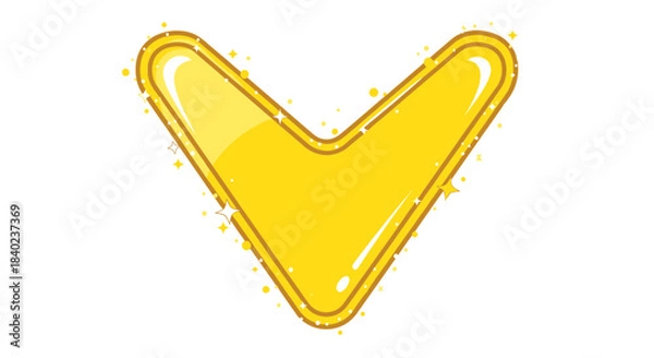 Obraz Shiny Golden Downward Arrow Symbol Icon With Star Sparkles And Dazzling Graphics