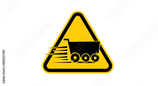 Obraz Shopcart Icon: Rapid Shopping Concept within A Triangle Warning Sign, Fast Delivery