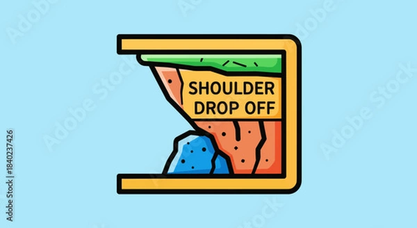 Obraz Shoulder Drop Off Sign On Colorful Landscape Vector Illustration On Blue Background