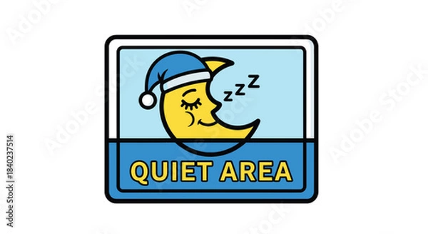 Obraz Sleepy Moon Sign Promoting Tranquility and Rest Within A Designated Quiet Zone