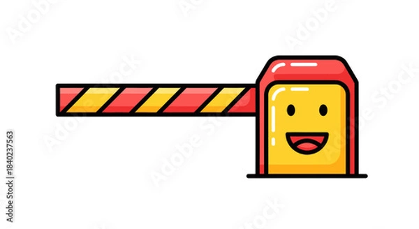 Obraz Smiling Cartoon Barrier With Red And Yellow Stripes in Cheerful And Playful Expression