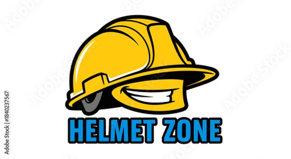 Obraz Smiling Safety Helmet Logo for Construction, Safe Workplace, and Protection Solutions
