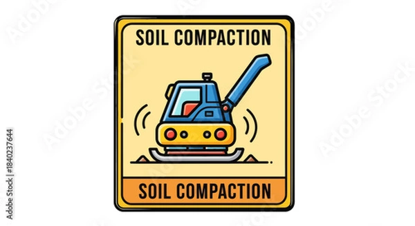 Obraz Soil Compaction Icon Illustrating Construction Equipment And Ground Preparations