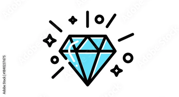 Obraz Sparkling Diamond Symbol: Illustrative Icon of Luxury, Value, and Precious Gemstones