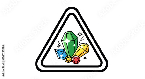 Obraz Sparkling Gemstone Cluster Inside a Modern Geometric Triangle Shape Design