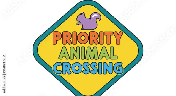 Obraz Squirrel Icon, Animal Crossing Theme, Priority Sign, Gaming Concept, Cartoon Art