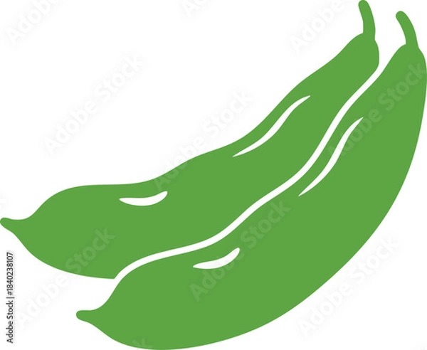 Obraz Pair of green beans, smooth thin shape, solid flat kid-friendly vector