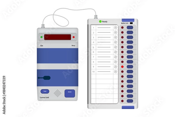 Obraz Electronic Voting Machine (EVM) with Control and Ballot Units for India Elections Vector Graphics