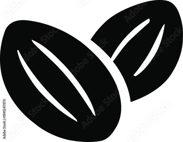 Fototapeta This bold graphic features two stylized coffee beans, designed in a sleek and modern black silhouette. The simplicity and elegance of the design capture the essence of coffee, making it suitable for u