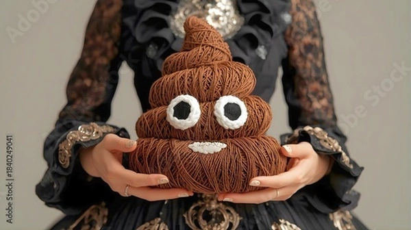 Fototapeta ウンコのオブジェクトを持つ、高貴なドレスを着た女性モデル