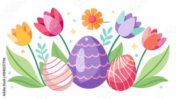 Obraz easter card with tulips and eggs