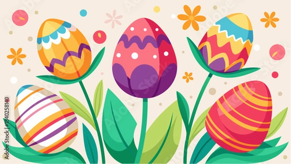 Obraz easter eggs and flowers