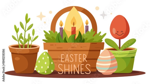 Obraz easter eggs and flowers