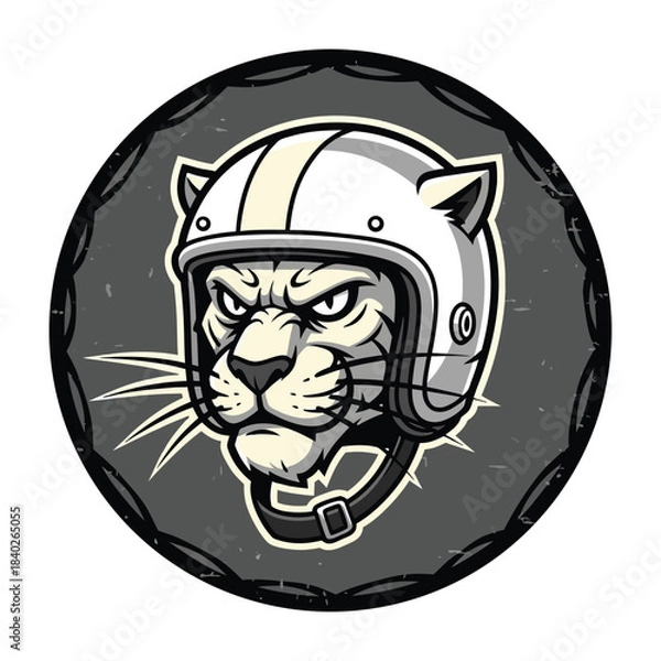 Fototapeta Panther biker with helmet vector illustration.