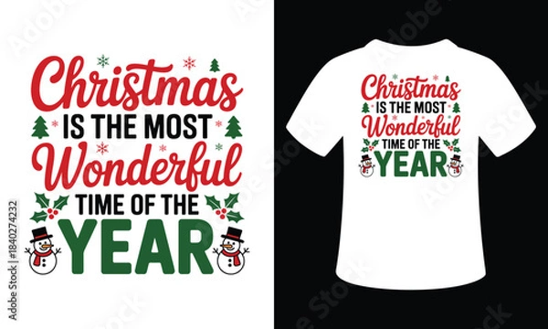 Obraz Festive christmas t shirt design with holiday elements and text