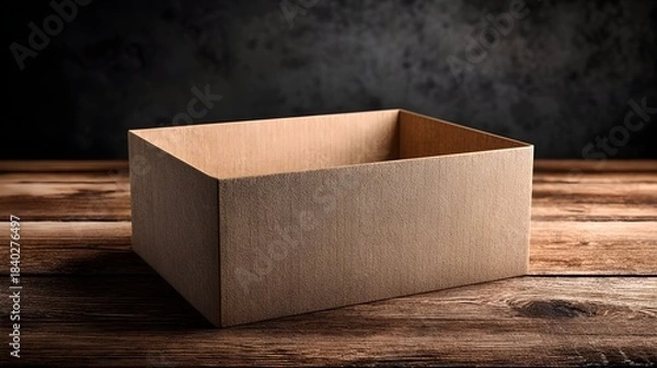 Fototapeta Cardboard box opened on table