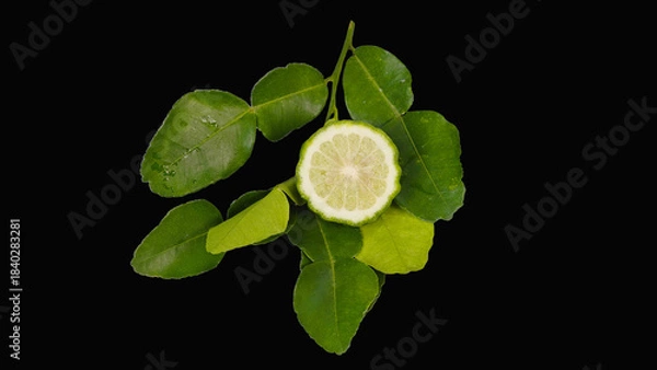 Obraz mango with sticky rice on black background.