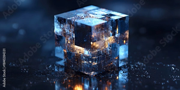 Obraz Luminous Core: The Prism Cube, ai generated.