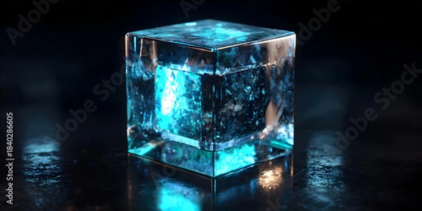 Obraz Luminous Core: The Prism Cube, ai generated.