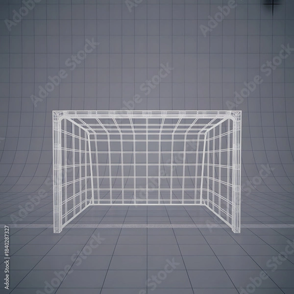 Fototapeta Soccer Goal Precision: A meticulously crafted soccer goal stands on a field, evoking the anticipation and precision of the beautiful game.