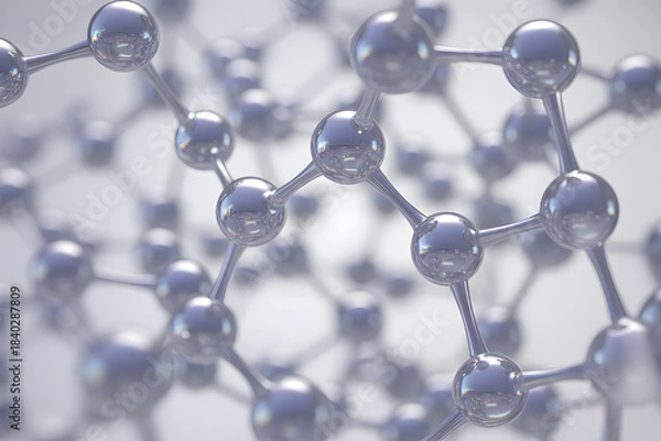 Fototapeta Molecular Nexus: An intricate, gleaming network of interconnected molecules, showcasing the beauty and complexity of scientific structures.