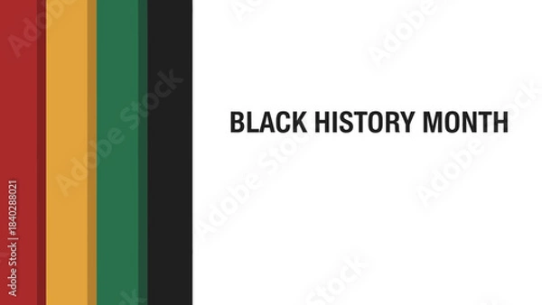 Fototapeta Black history month text overlay on a background featuring the pan african flag colors of red yellow green and black stripes symbolizing heritage and celebration