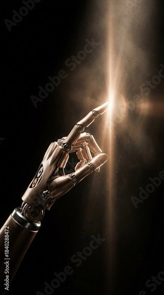 Obraz Quantum Grasp: Robotic Hand Reaching Toward a Luminous Singularity