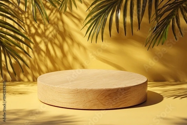 Fototapeta Professional podium for product showcase in tropical setting