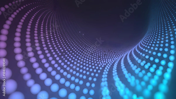 Fototapeta Abstract Tunnel of Light: A mesmerizing digital artwork depicting a tunnel constructed from an array of vibrant, luminous dots, creating an immersive sense of depth and movement.