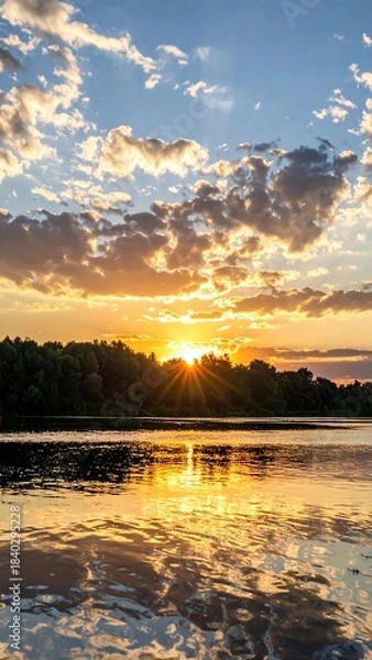 Obraz Sunset over a tranquil lake