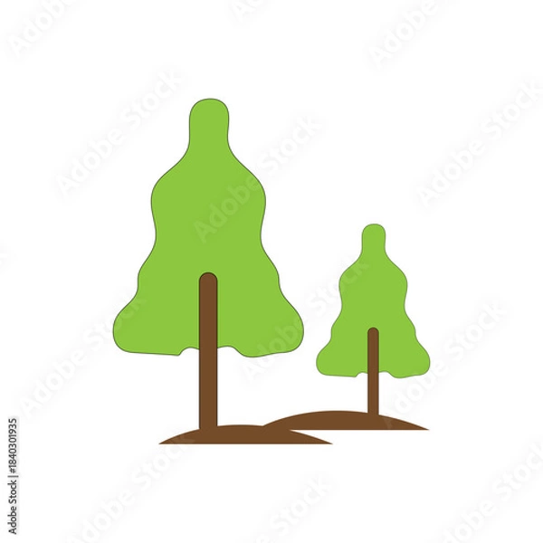 Fototapeta pine tree   logo icon illustration  simple flat 