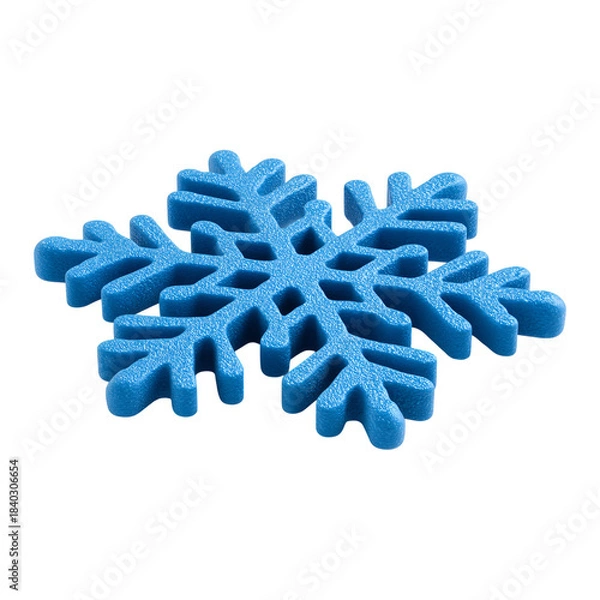 Fototapeta Bright blue foam snowflake decoration on a solid for winter holiday design projects on transparent background