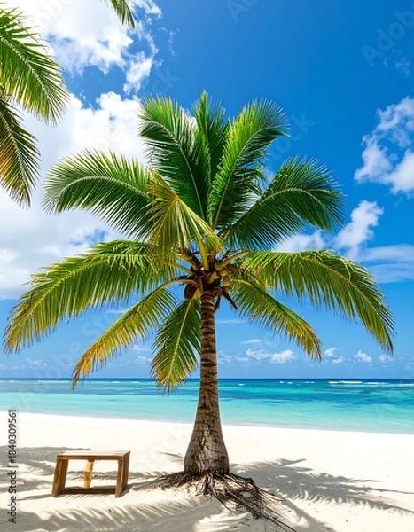 Obraz Tropical beach scene with palm tree