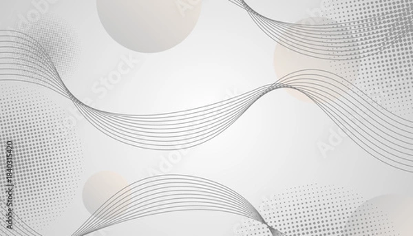 Obraz Abstract White Background with Lines, Dots, and Spheres