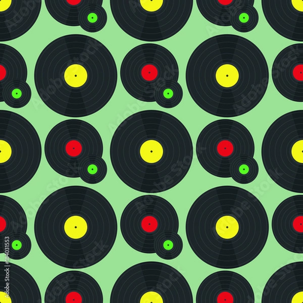 Obraz Three vinyl discs seamless pattern