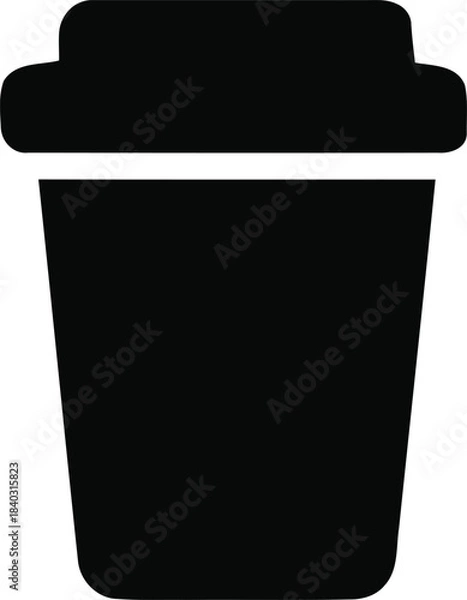 Fototapeta This graphic features a simple and modern silhouette of a coffee cup, ideal for representing beverages, cafés, and take-out drinks. The sleek design emphasizes on-the-go coffee culture, making it suit