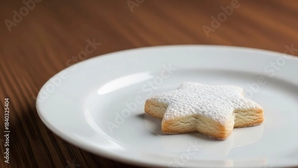 Fototapeta Star-shaped sugar cookie on a white plate.