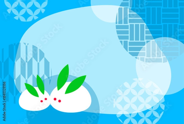 Obraz 雪うさぎの寒中お見舞いはがきテンプレート（文字無し）