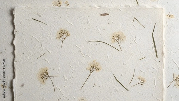 Obraz Close up of handmade paper with embedded flowers and natural elements