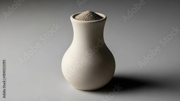 Obraz Elegant white vase filled with sand against a neutral background