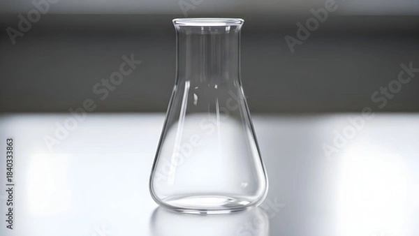 Obraz Transparent laboratory flask isolated on white surface for science experiment