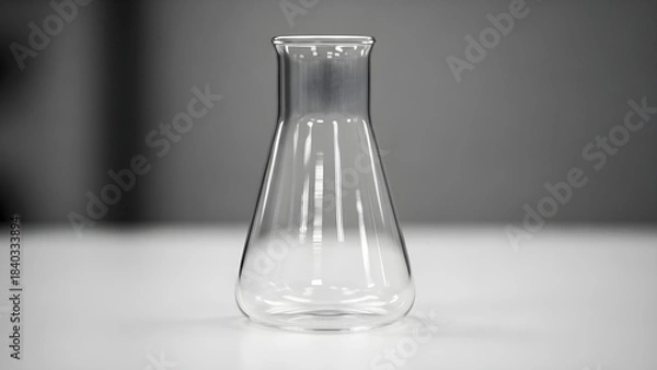Obraz Transparent laboratory flask isolated on white surface for scientific study