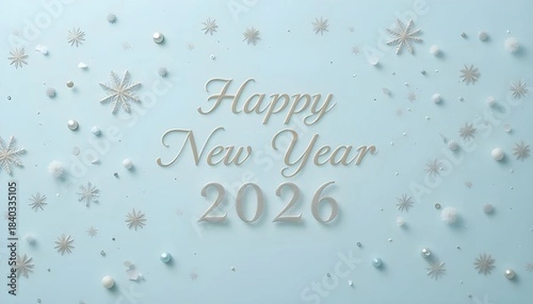 Obraz Happy new year 2026 greeting with snowflakes and ornaments