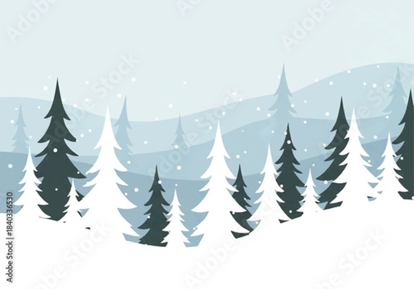 Obraz Soft Winter Hills with Blue-Toned Forest