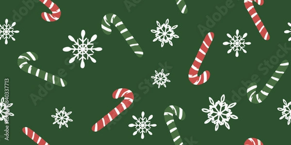 Obraz Festive Candy Cane and Snowflake Holiday Pattern