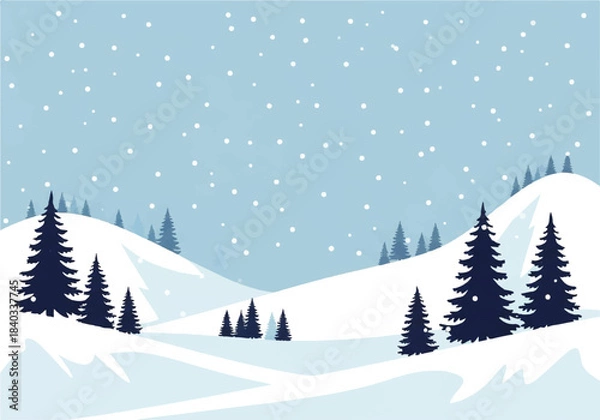 Obraz Deep Blue Winter Hills with Falling Snow