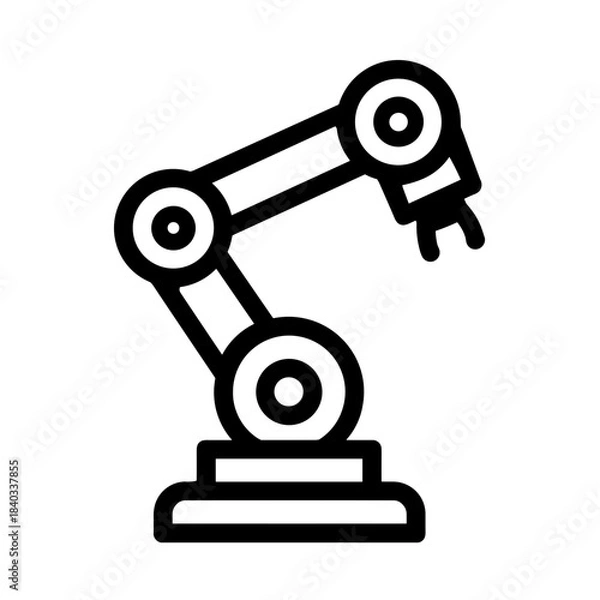 Fototapeta Minimalist robotic arm industrial automation vector icon